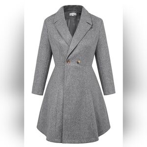 Fit-and-Flare Dress Coat In Grey